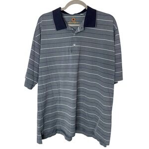 Ben Hogan Mens XL Blue Striped Short Sleeve Golf Polo Shirt Navy Collar